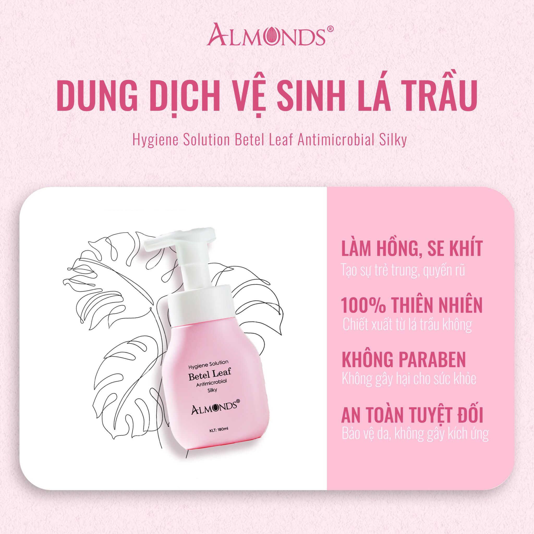 [HCM][Hoàn 10% tối đa 50k][Mua 2 giảm 5%]Dung dịch vệ sinh phụ nữ lá trầu Almonds