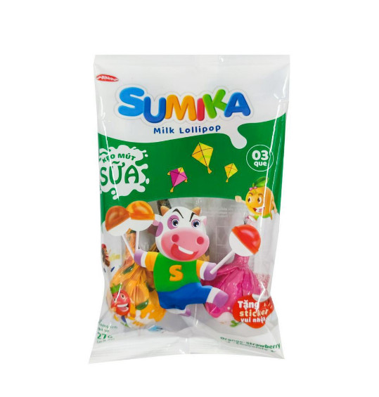 Kẹo mút Sumika Mix vị (Sữa cafe- sữa dâu- sữa cam) - Bibica