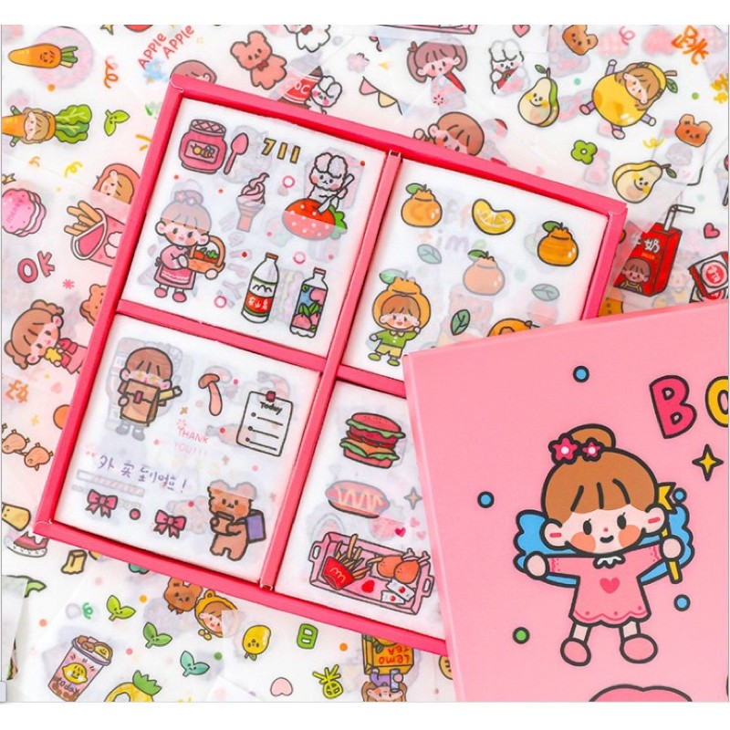[ATKSHOP] Combo 100 sticker Washi cô gái