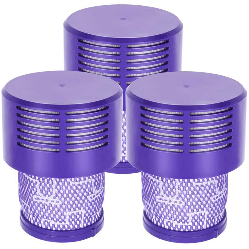 3 pack hepa replacement v10 filters for dyson v10 sv12, part no. 969082-01, washable and reusable