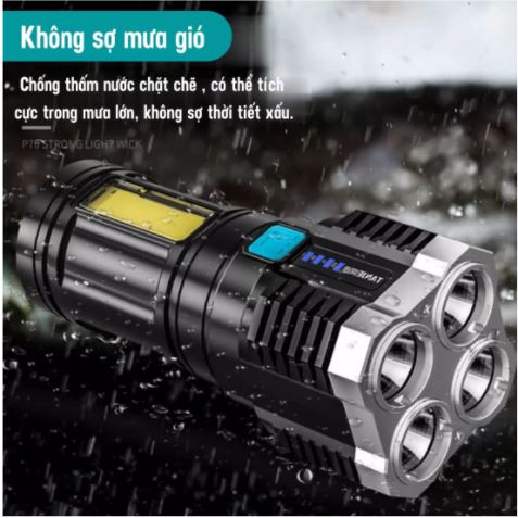 Đèn Pin Led siêu sáng 4 Bóng Led đa chế độ ánh sáng