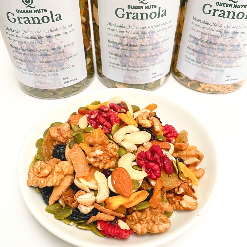 500g Ngũ cốc không yến mạch thơm giòn Granola siêu hạt nướng mật ong ăn