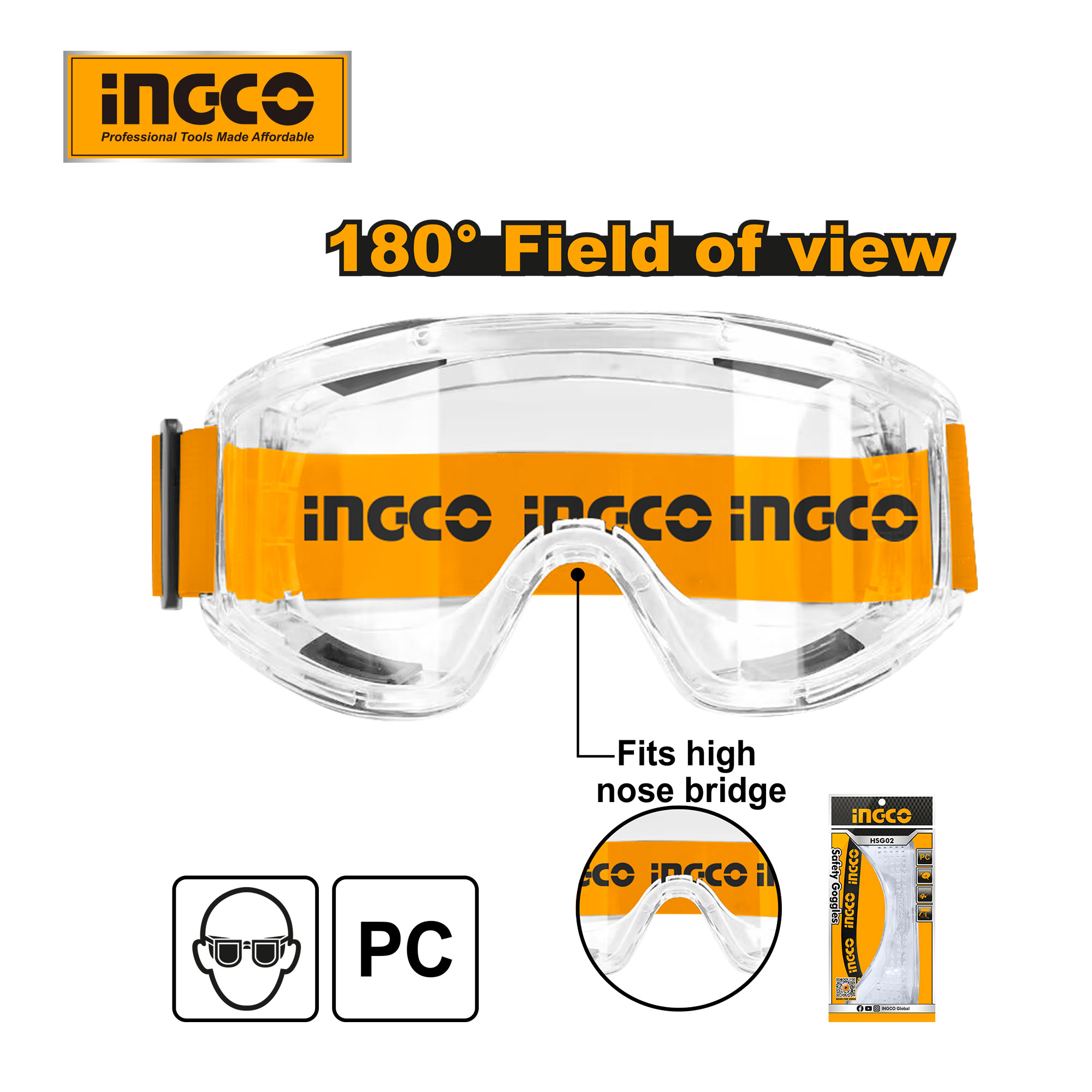 Kính bảo hộ mắt INGCO HSG08, HSG10