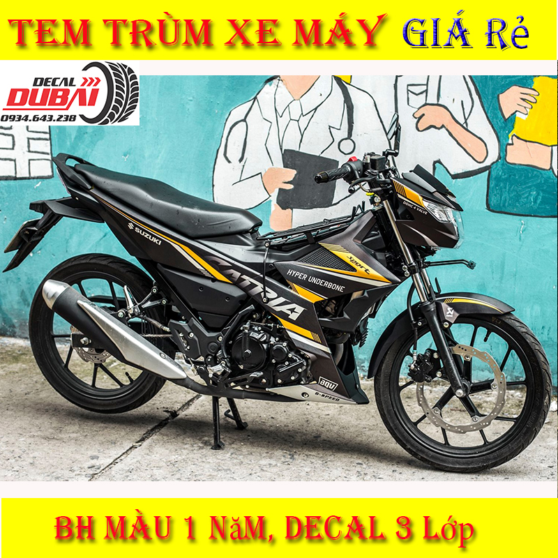 Tem trùm Satria Raider Vàng Đen Thể Thao