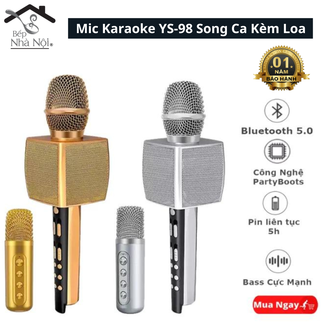 Micro Karaoke Bluetooth YS-98 Echo, Hiệu Ứng Đổi Giọng - Siêu Hút Tiếng, Hát Siêu Hay, Chống Hú Siêu Tốt . Bảo Hành 12 Tháng