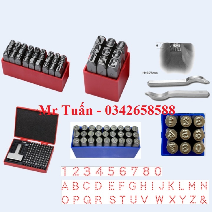 Bộ đục chữ và số chấm bi 6mm