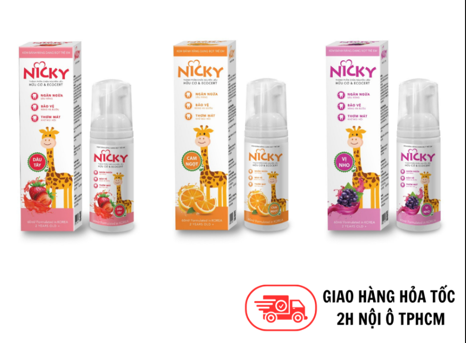 Kem Đánh Răng Dạng Bọt Siêu Mịn Trẻ Em Nicky (CHÍNH HÃNG) 60ml