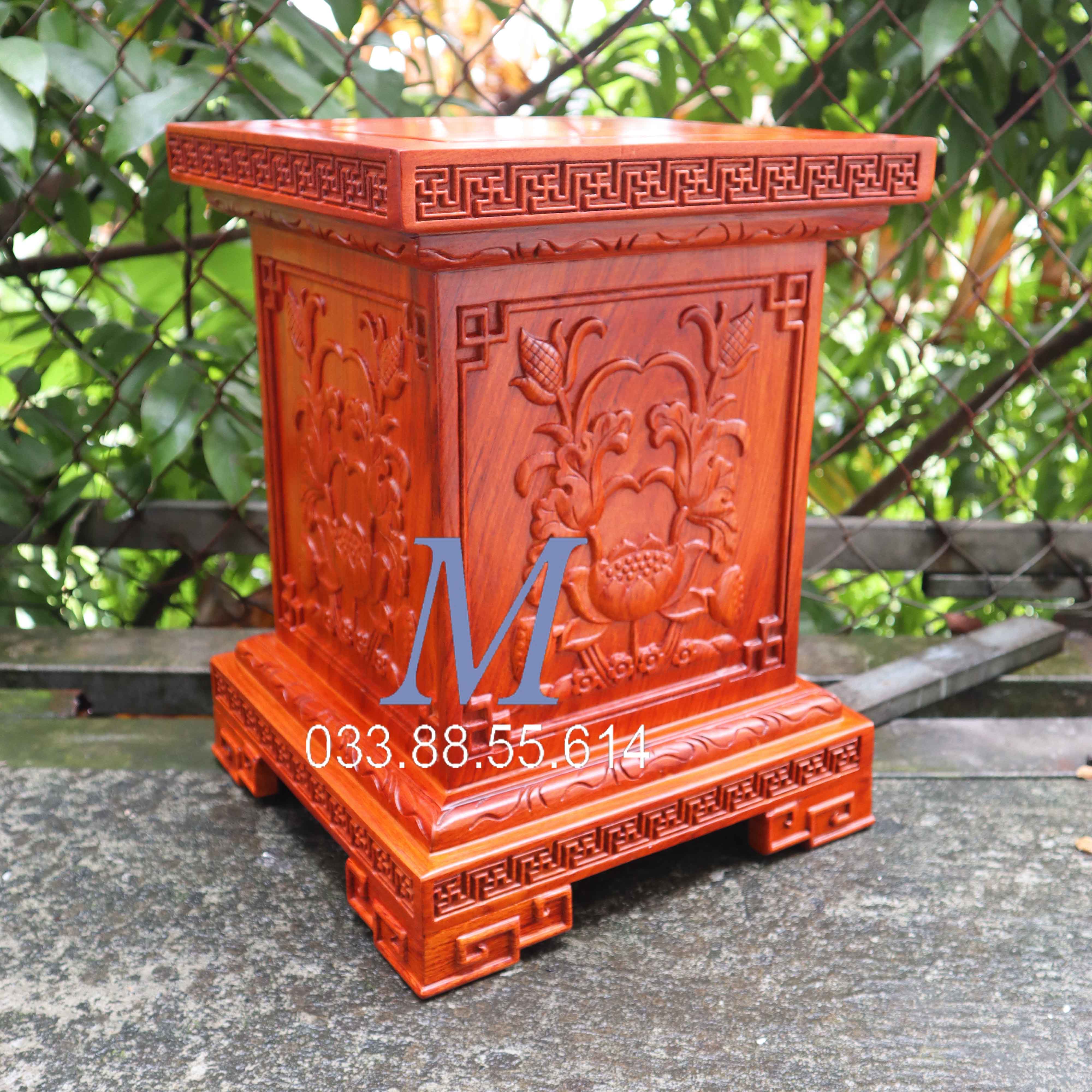 Đôn chân loa kê phong thủy gỗ hương cao 40cm