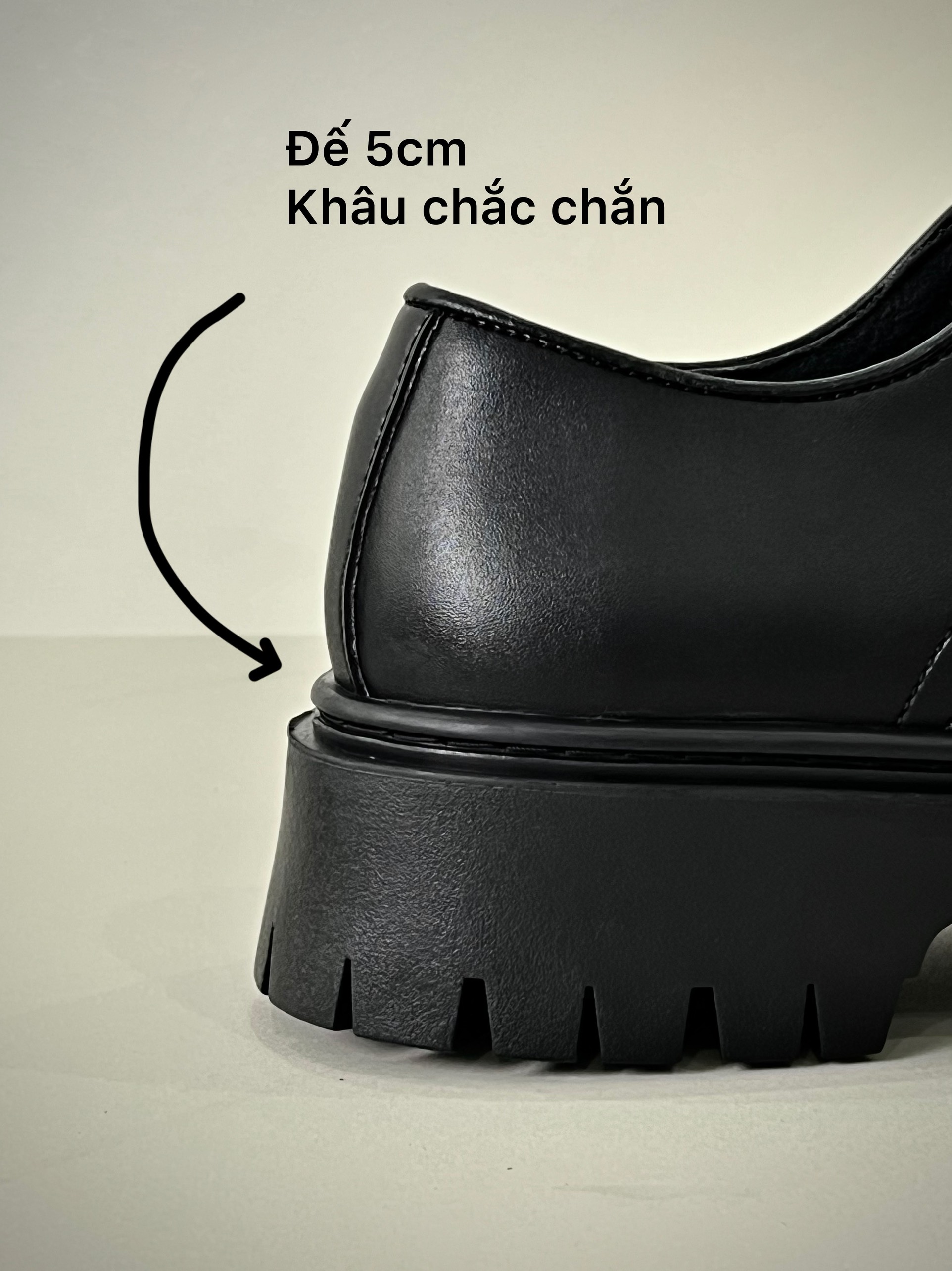 Chunky Derby Nam Da Mờ, Giày Chiến Binh đế 5cm