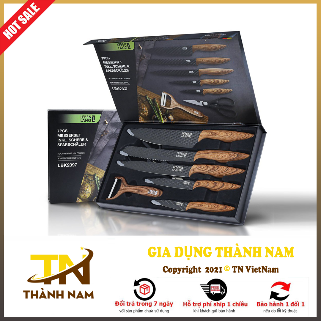 BÁO GIÁ Dao Làm Bếp Đức | Shopee Lazada Sendo Tiki mới nhất 20 Bộ dao làm bếp 7 món lebenlang cao cấp Đức làm từ thép không gỉ, chống dính đạt tiêu chuẩn an toàn