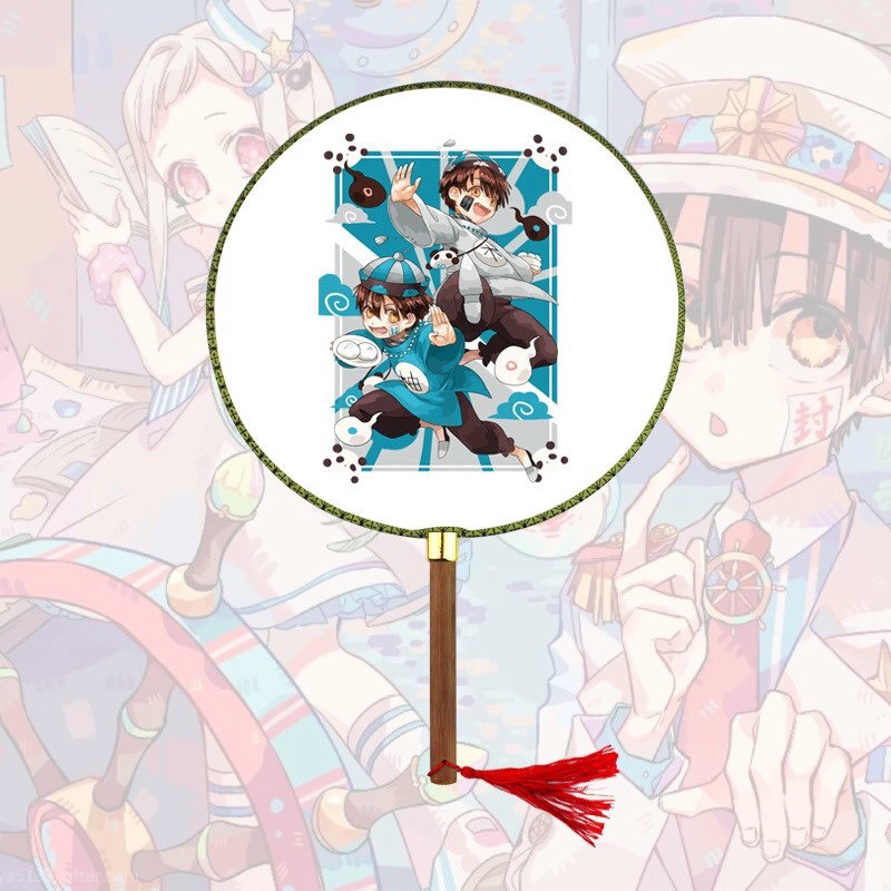 Qụat tròn cầm tay Jibaku Shouanen Hanako-kun phong cách cổ trang . cosplay cán gỗ dây tuyến