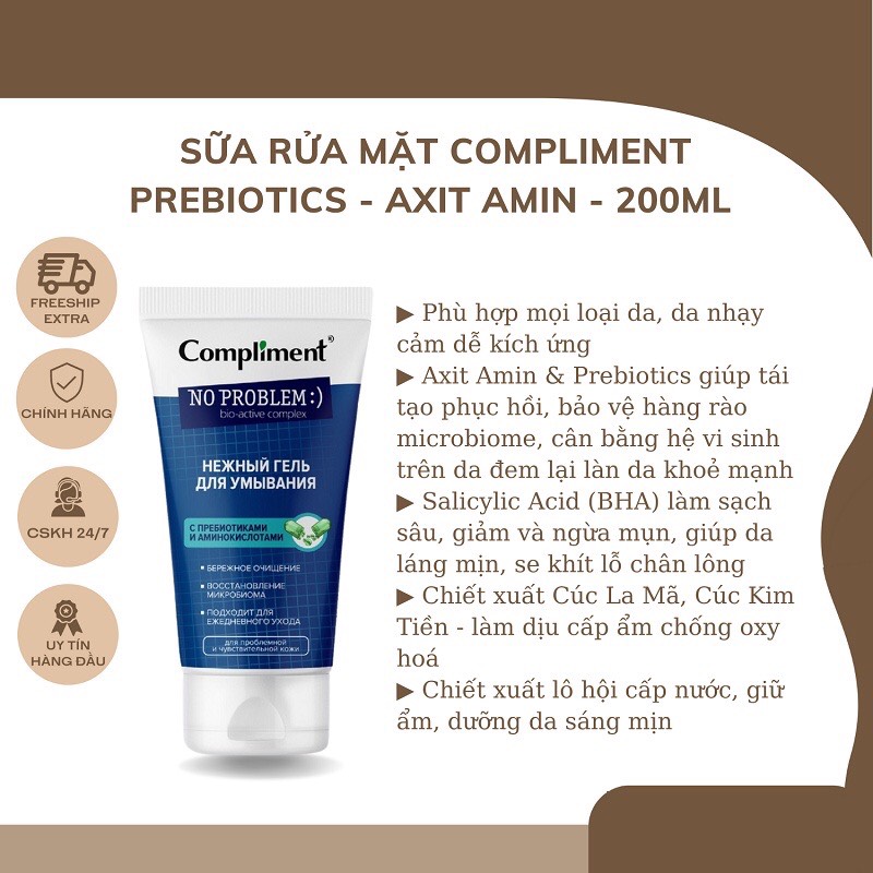 Sữa rửa mặt NO PROBLEM Compliment chứa Salicylic Acid, Tea Tree 200ml