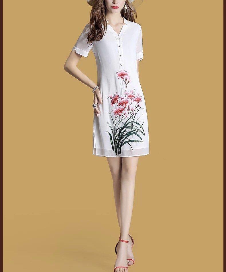 Đầm suông in hoa cao cấp