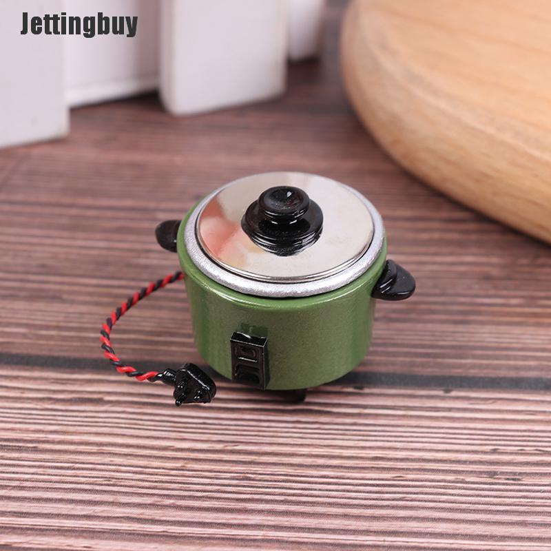 Jettingbuy Miniature White Black Rice Cooker Kitchen Decoration For 1:12 DIY Dollhouse