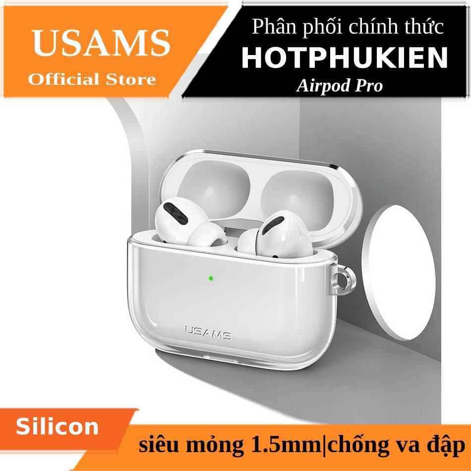 [HCM]Bao case silicon trong suốt chống sốc siêu mỏng cho tai nghe Apple Airpods Pro hiệu Usams US-BH570 (Mỏng 1.5mm bảo vệ toàn diện vật liệu cao cấp)   - Phân phối bởi Hotphukien