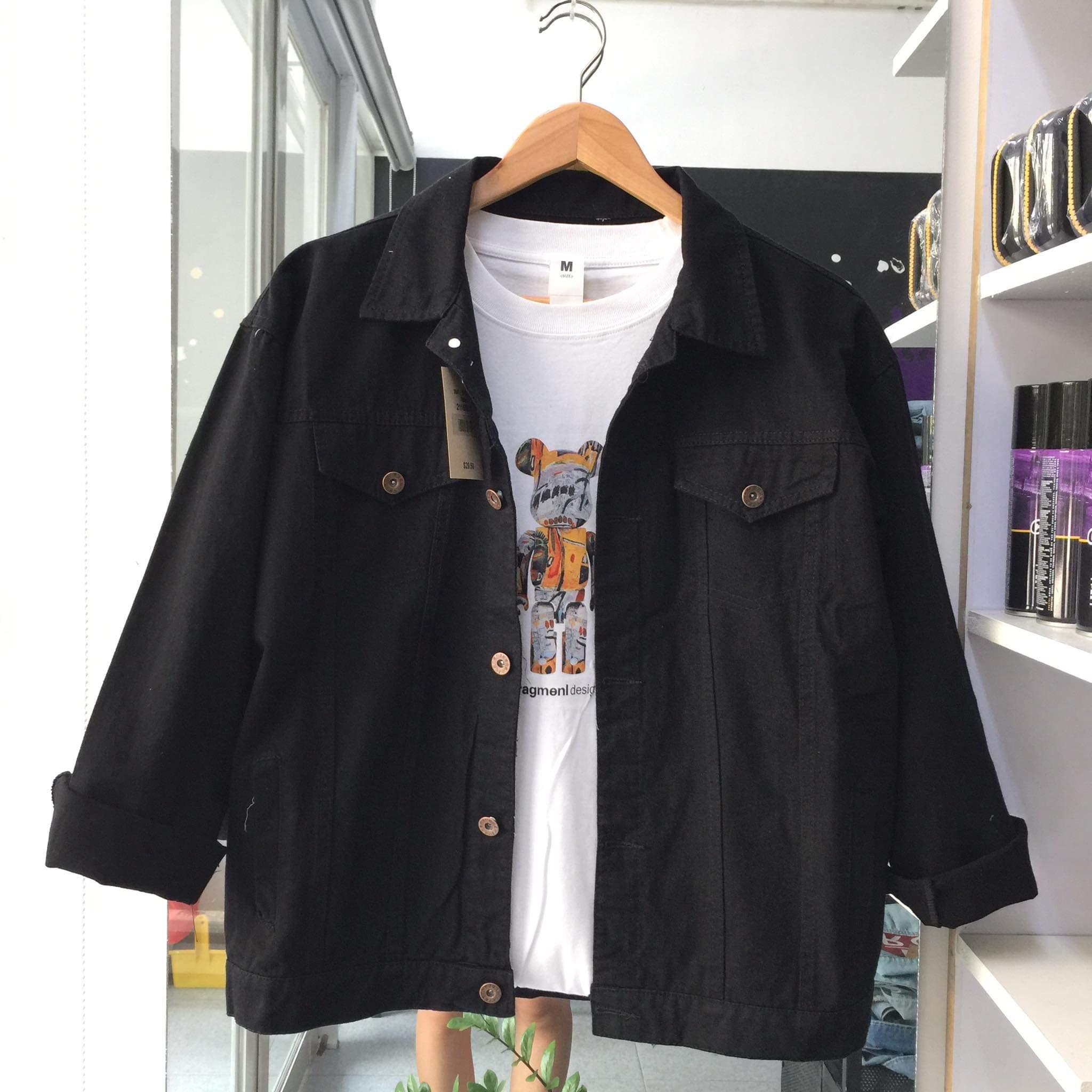 ÁO KHOÁC JEAN ĐEN TRƠN FOME RỘNG NHIỀU SIZE 13