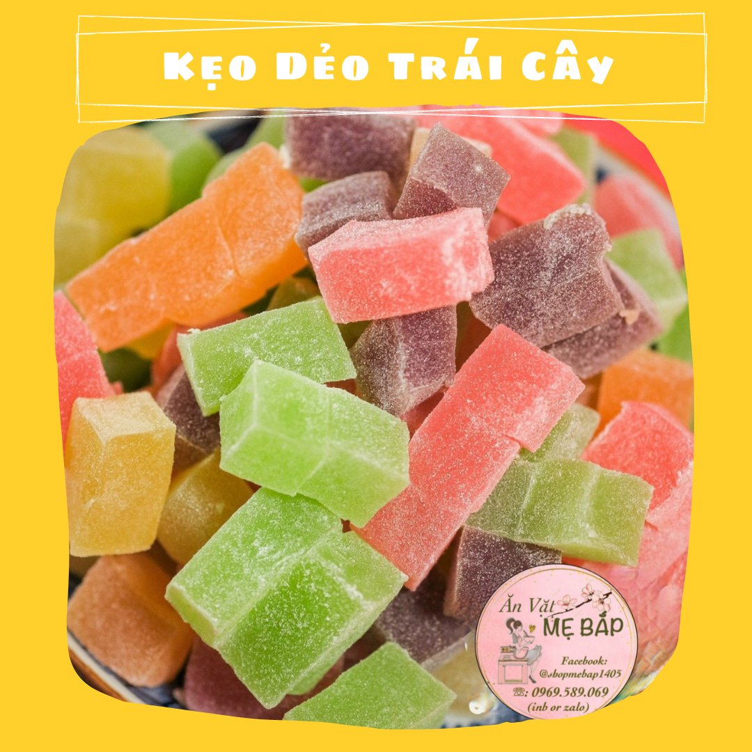 Kẹo Dẻo Trái Cây Đà Lạt 300g - Vị tự nhiên 100% từ dâu, chanh dây, nho, khoai môn, xoài - Shop Mẹ Bắp