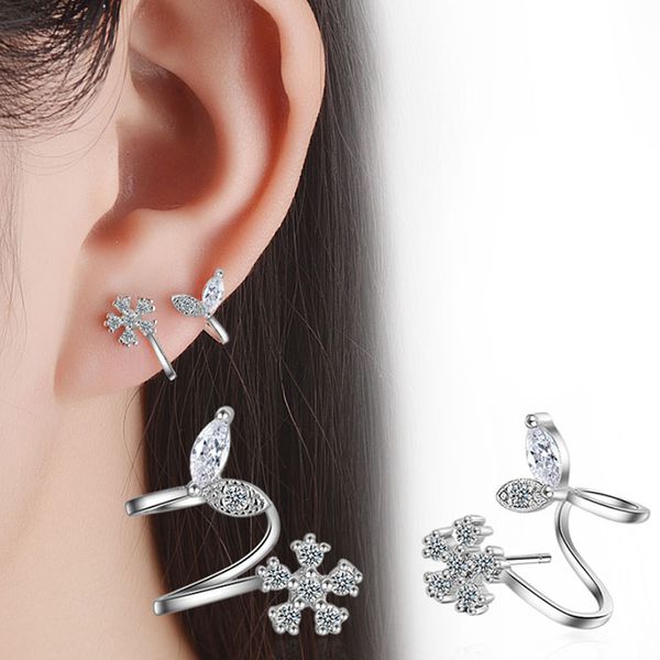Freeship Bông tai hoa xinh nạm đá zircon BHBT276