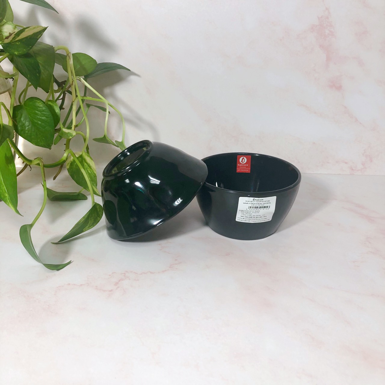 Bát cơm SUPERWARE Nhựa Phíp 100% Melamine Đen - Black