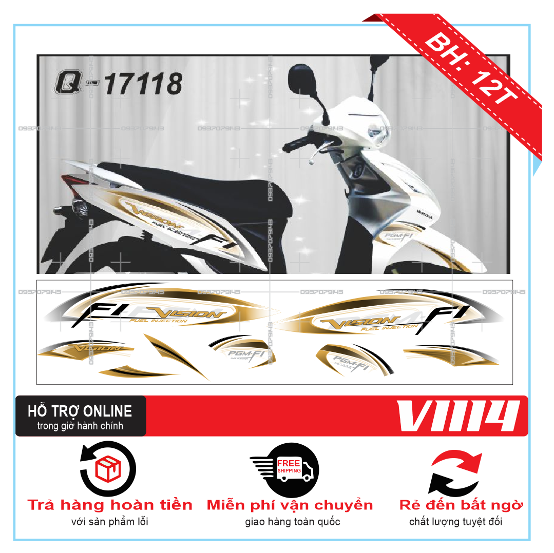 TEM XE VISION 2012 (TEM RỜI VISION) 17118 DÁN XE TRẮNG
