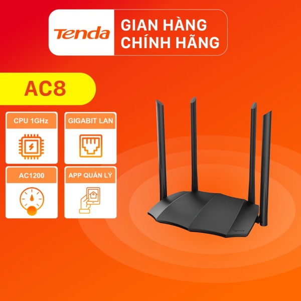 Bảng giá Tenda Thiết bị phát Wifi AC8 Chuẩn AC 1200Mbps - Hãng phân phối chính thức Phong Vũ