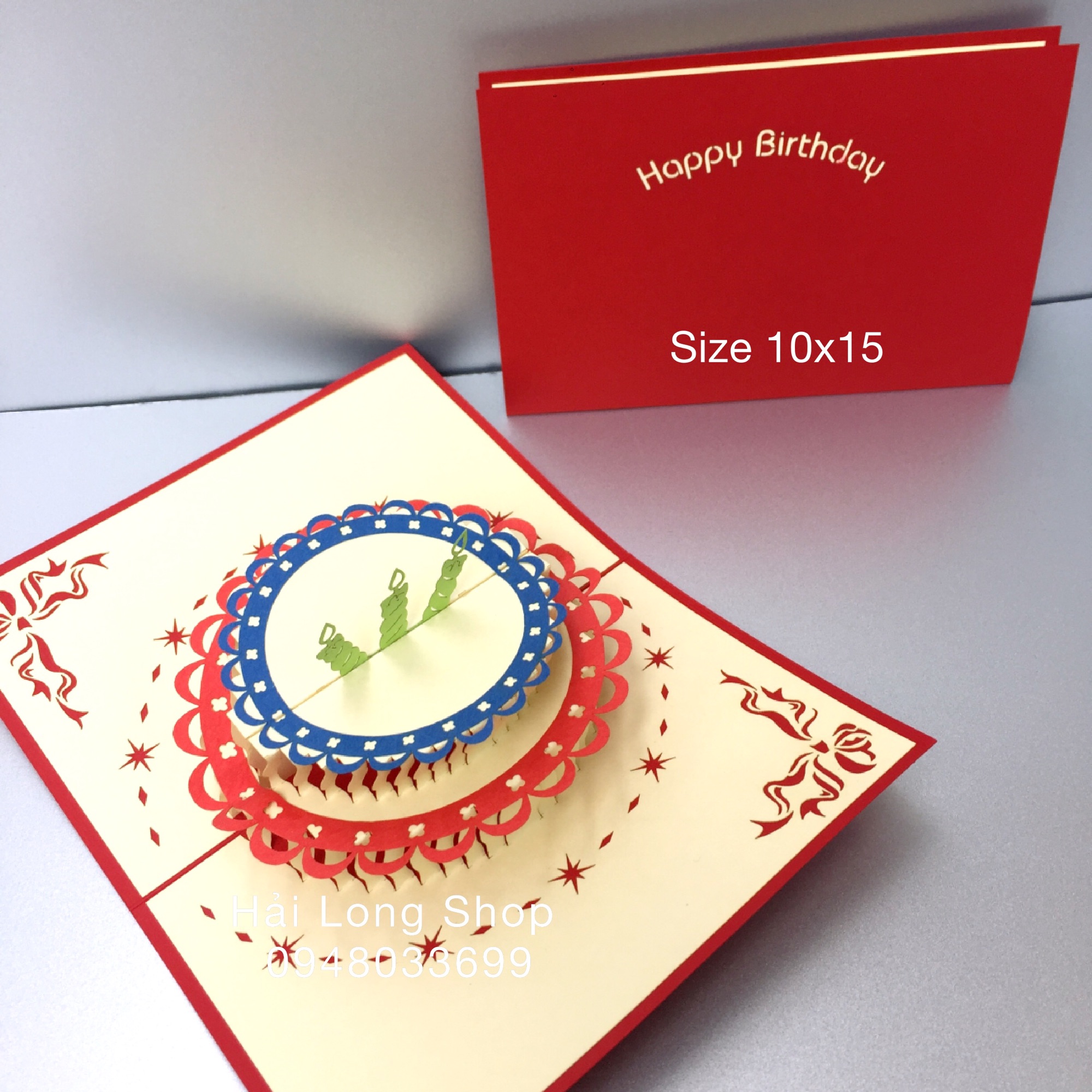Bánh Sinh Nhật 3 Nến  - Birthday - Thiệp 3D