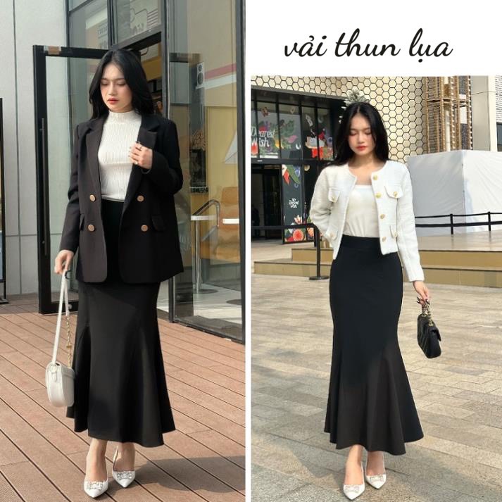 CHÂN VÁY ĐUÔI CÁ DÁNG DÀI VẢI THUN LỤA ÔM BODY CÓ KÈM ẢNH VIDEO TU