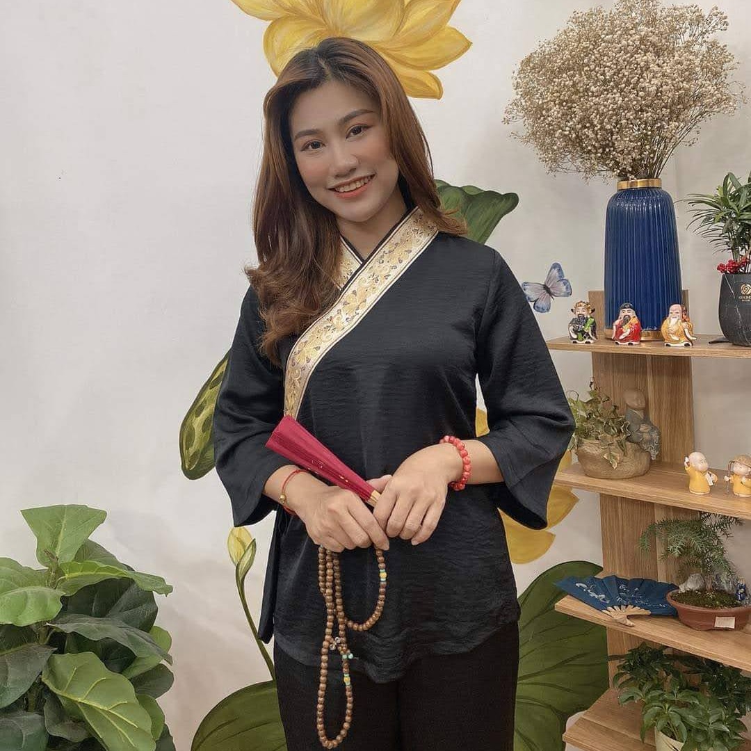 [HCM]Đồ lam đi chùa nữ đồ  đi chùa mẫu xéo nơ lụa