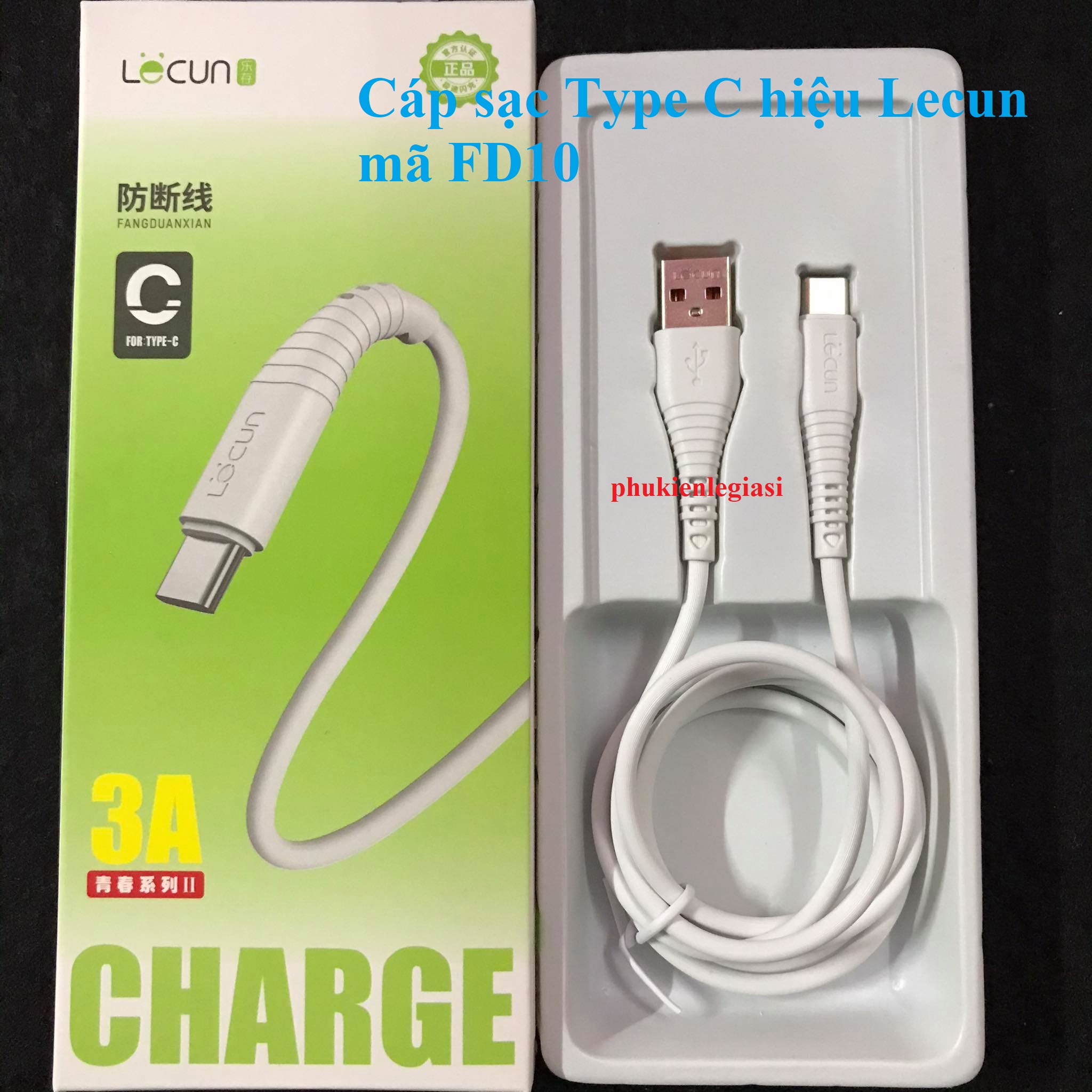 Cáp sạc Iphone, Type C, Micro USB hiệu Lecun mã FD10