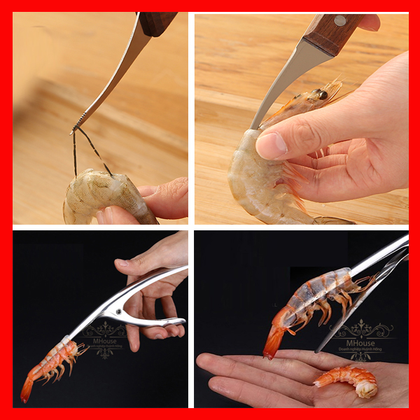 Kẹp Đa Năng, Kẹp Lột Vỏ Hải Sản Inox, Dụng Cụ Lấy Chỉ ,Kẹp Tôm, Dao Cắt Thịt Rau Củ Quả