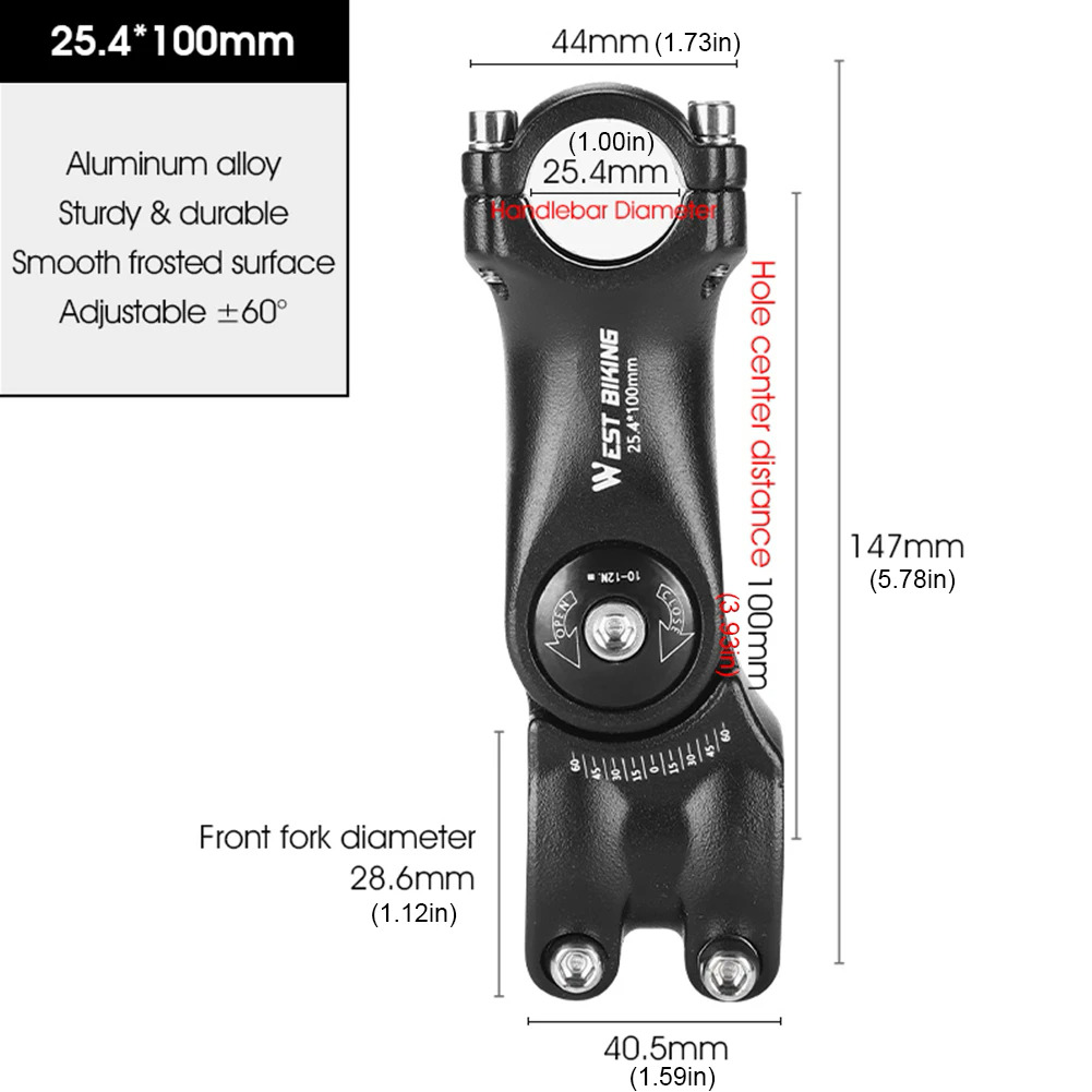 WEST BIKING Bike Stem Adjustable Angle Handlebar Riser Extension Adapter Easy Installation Road Mountain Bicycle Accessories