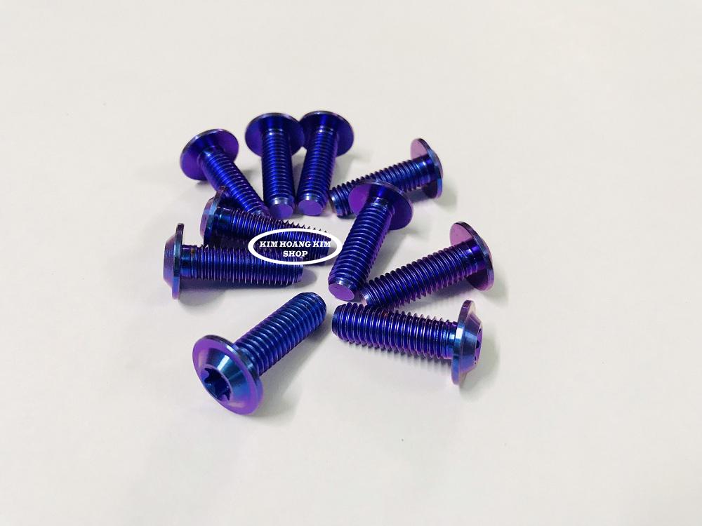 10 con Ốc Titan GR5 Đầu Dù 6li 2 Xanh Tím (Titan 100% )