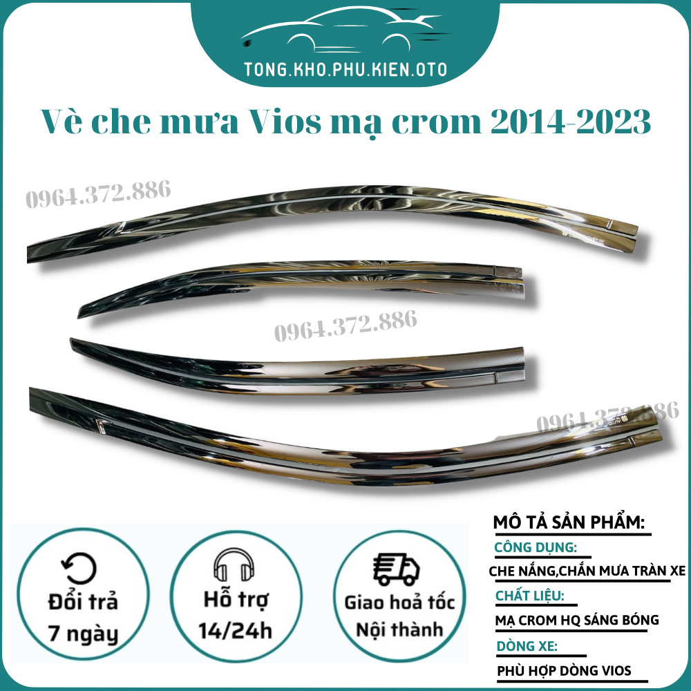Vè che mưa mạ chrome vios 2014 - 2023