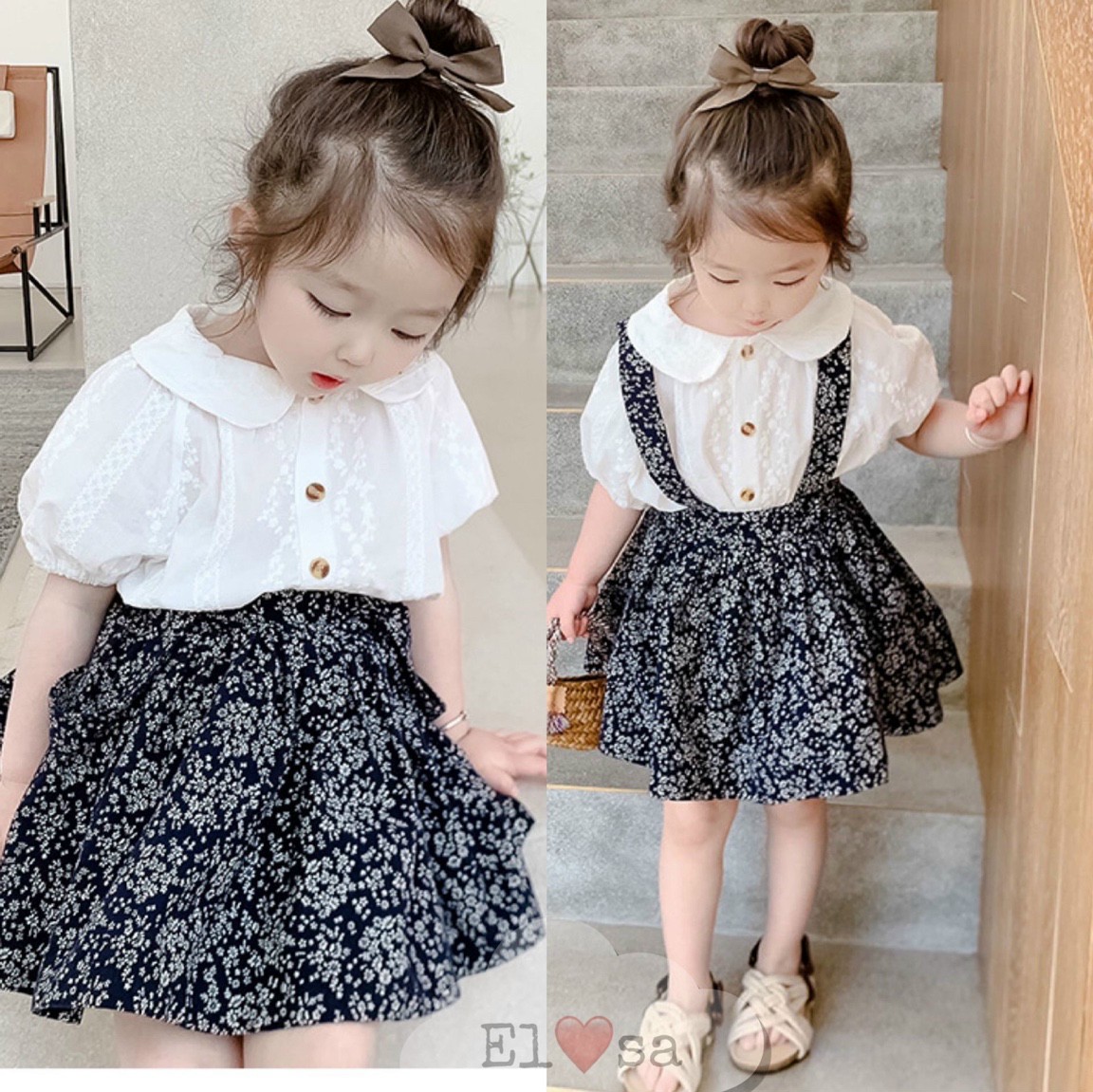 Set chân váy kèm áo sơ mi cao cấp cho bé