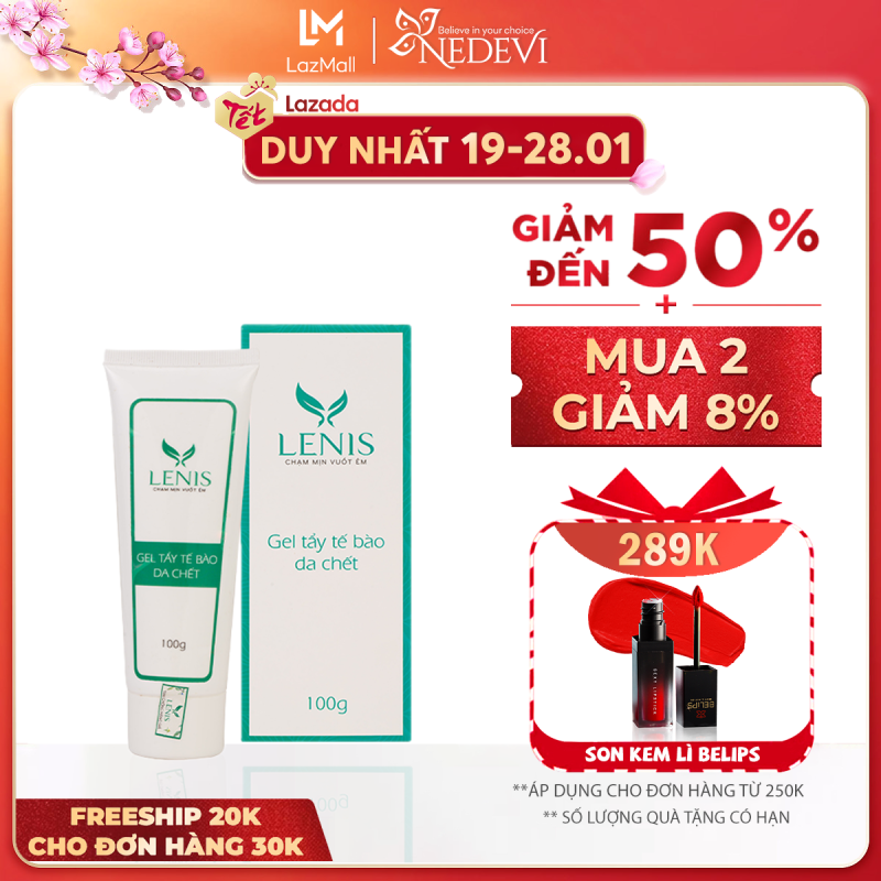 Gel Tẩy Tế Bào Da Chết Cho Da Mặt Cao Cấp LENIS - Exfoliating Facial Skin Lenis - Loại Bỏ Tế Bào Da Chết, Làm Sạch Sâu Lỗ Chân Lông Và Giúp Ngăn Ngừa Mụn.