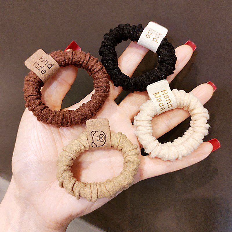 Dây thun cột tóc vải thun nhúng mặt gấu handmade dễ thương S25