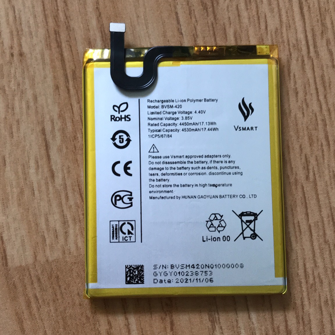 Pin vsmart joy 2+/ joy 2 plus mã bvsm-420 zin dung lượng 4530mah