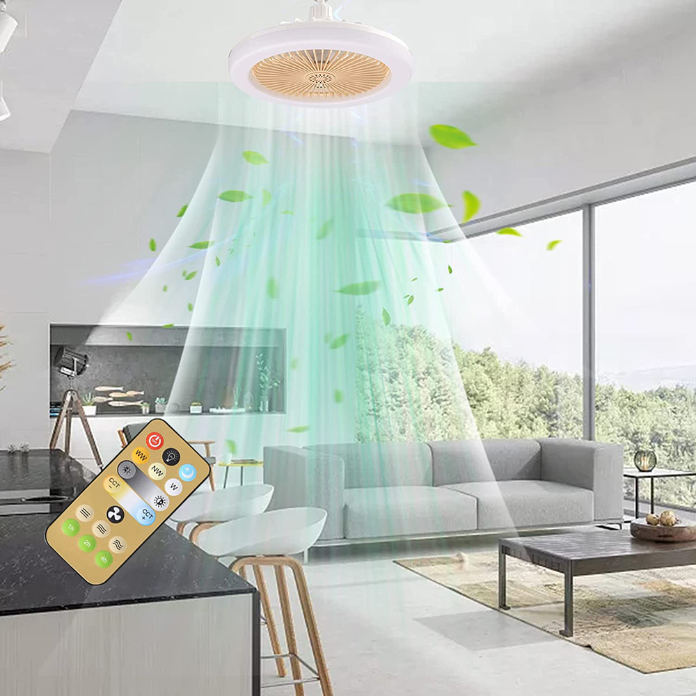 Simple Modern screw 30W E27 ceiling fan slim modern LED light fan with light remote control fan-colorful