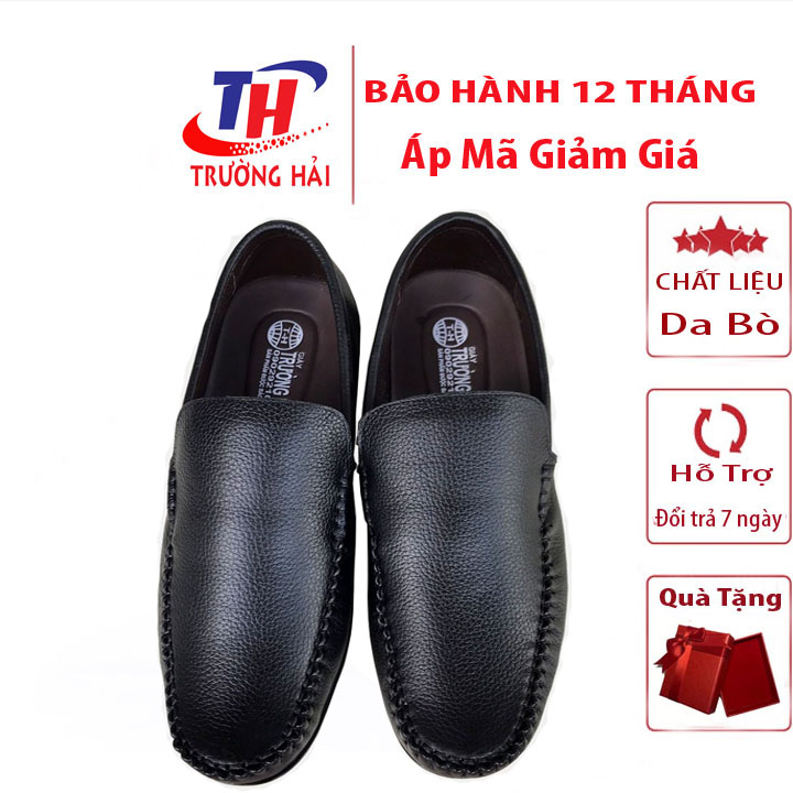 Giày lười , Giày nam mọi da bò cao cấp Trường Hải GM0016