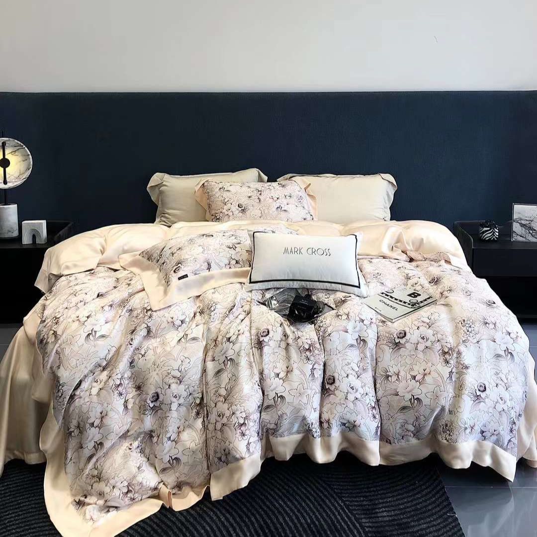 Bộ chăn ga tencel mark cross Hlhome bedding phong cách đồng quê
