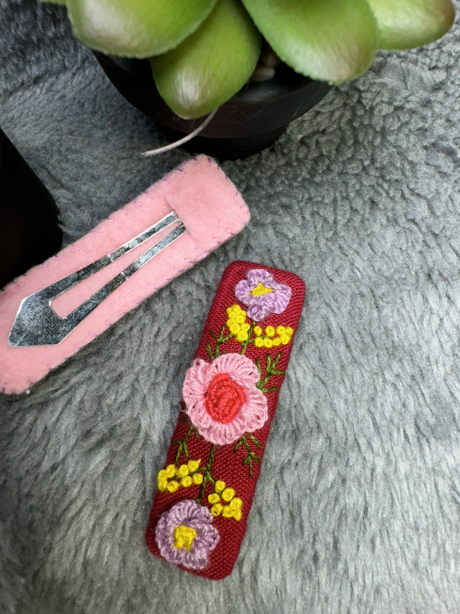 Kẹp Tóc ( Cặp Tóc bẻ ) Thêu Tay cao cấp 7cm Handmade