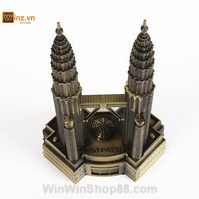 [HCM]Mô hình tháp đôi Petronas cao 18 cm V.2 (màu vàng rêu)