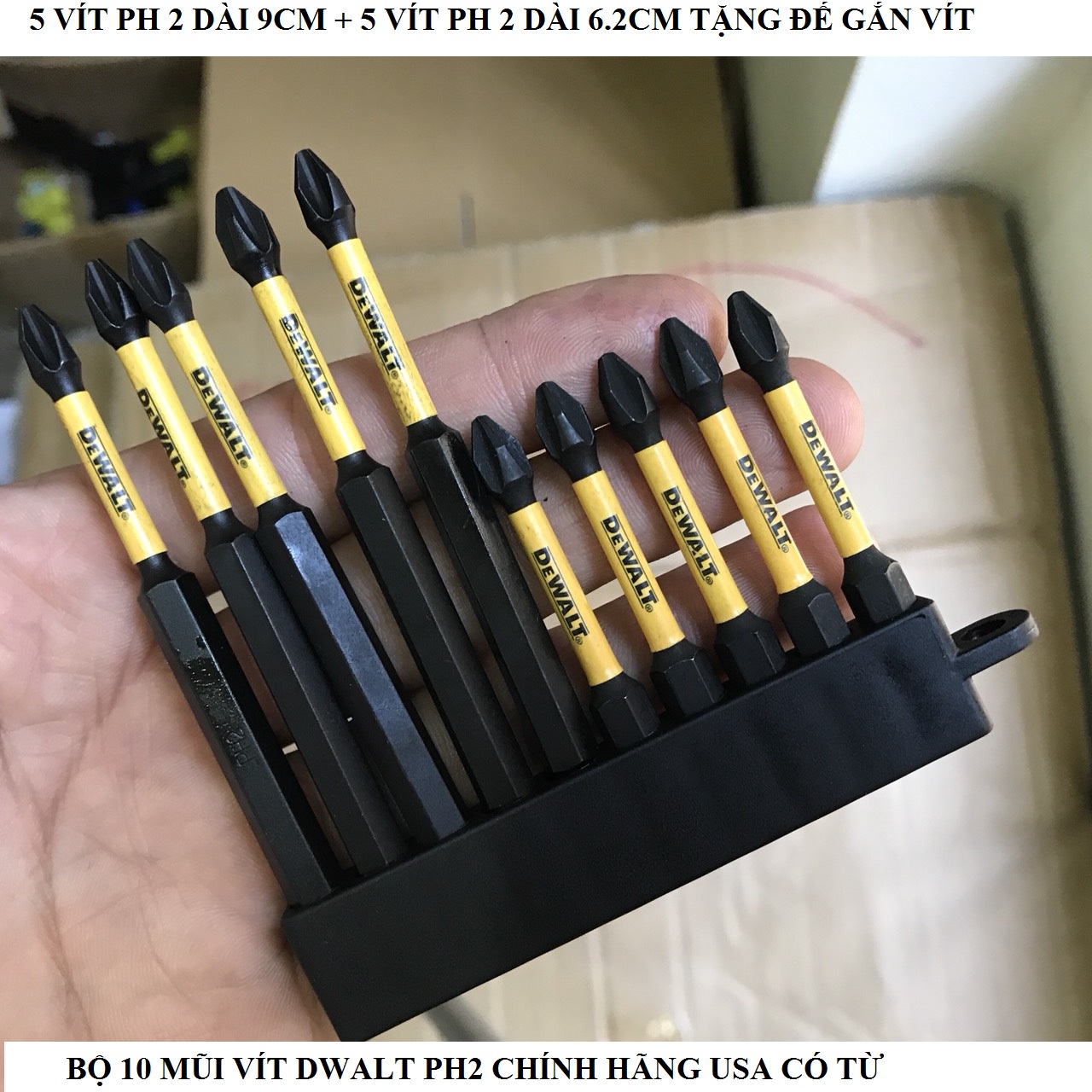Bộ 10 Mũi vít Dewalt hàng Mỹ dài 9cm - 6cm