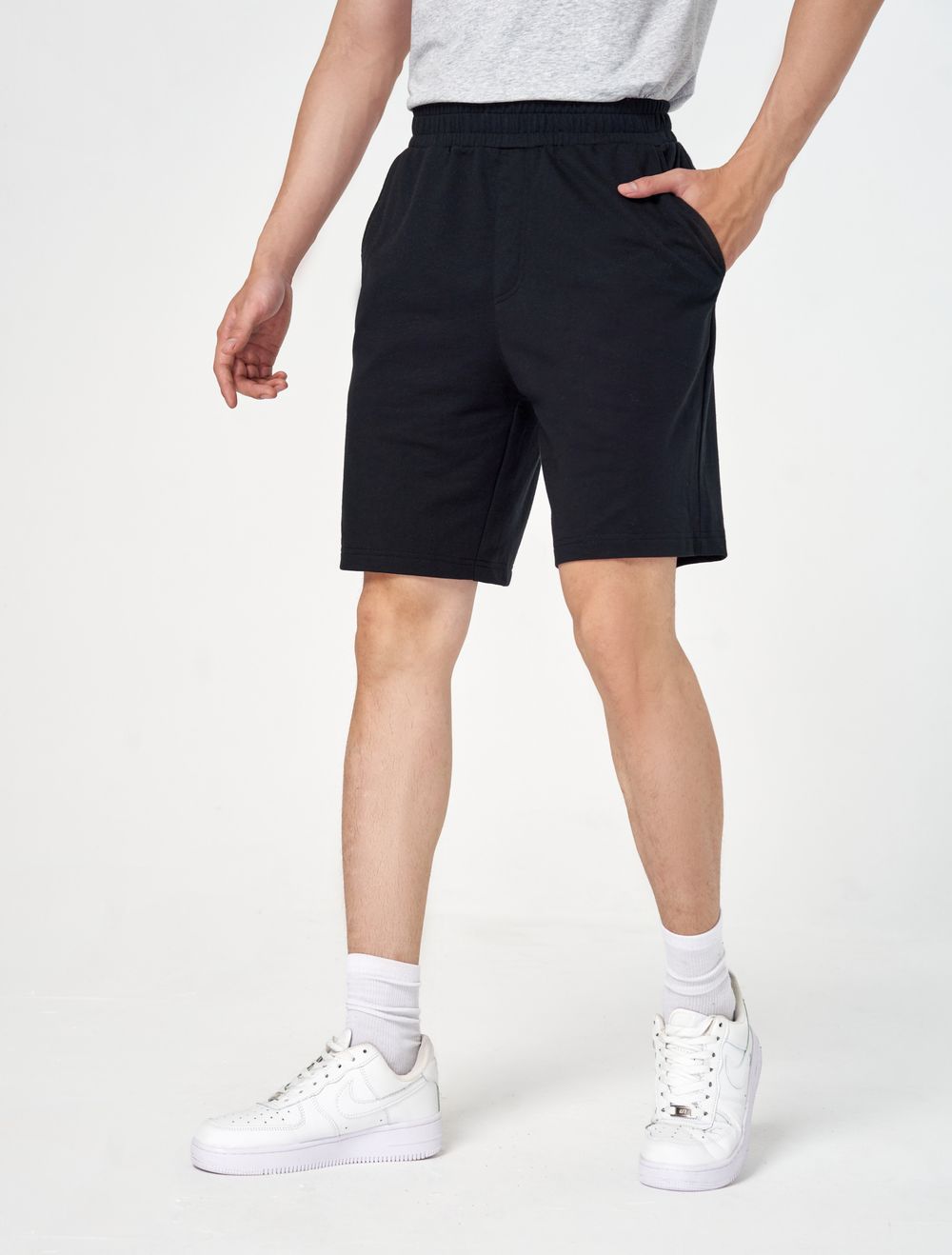 Quần soóc nam. canifa quần soóc chất liệu cotton pha cạp chun moi giả 8bs23s015