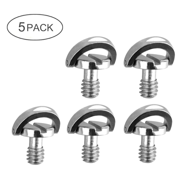 5 Pack 1/4inch Quick Release Plate Mounting Screw D-ring D Shaft QR Screw Adapter Mount for DSLR Camera Tripod Monopod QR Plate Ballhead Stabilizer