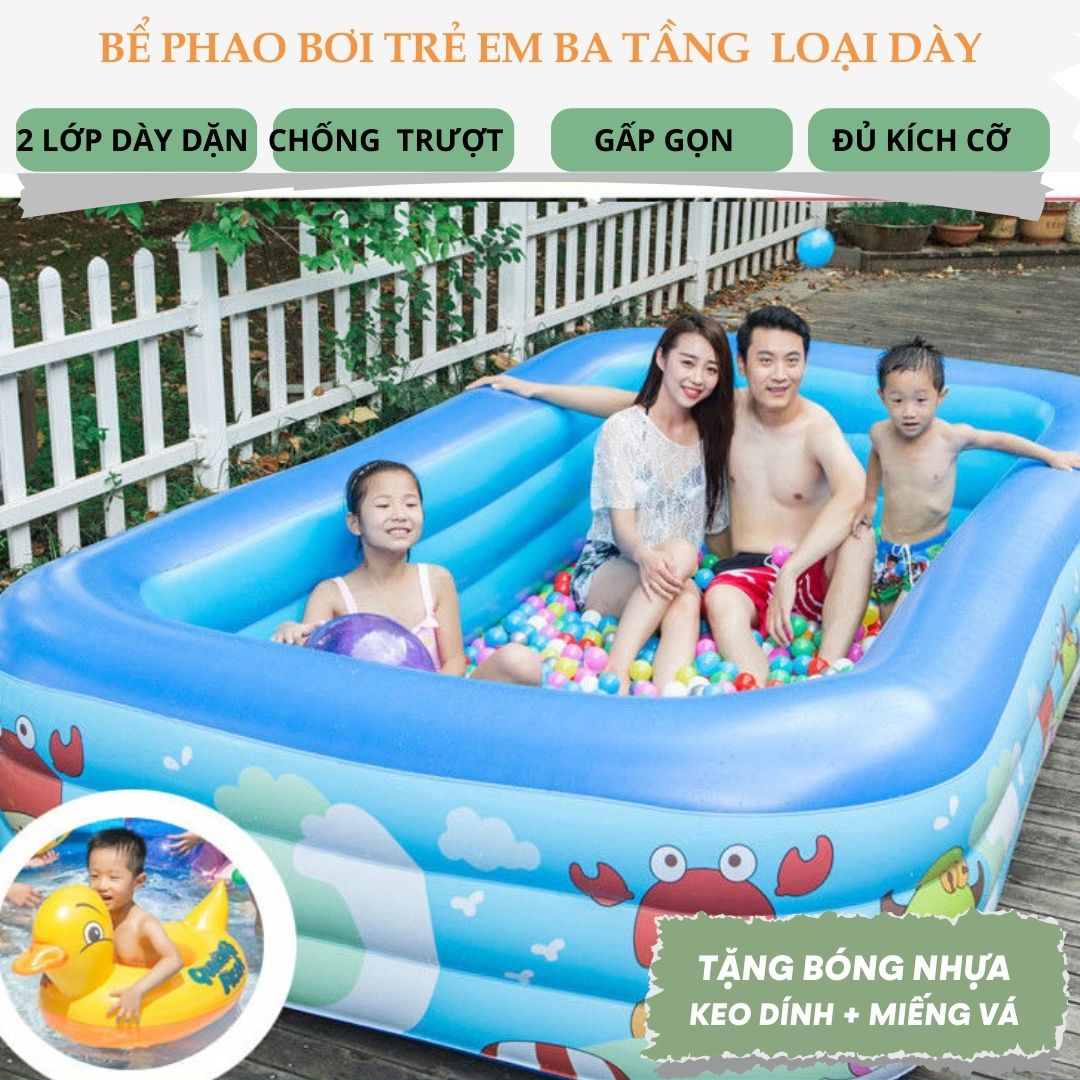 Bể Bơi Trẻ Em - Nhiều Kích Thước, Chất Liệu PVC - Bể bơi thành cao cho bé