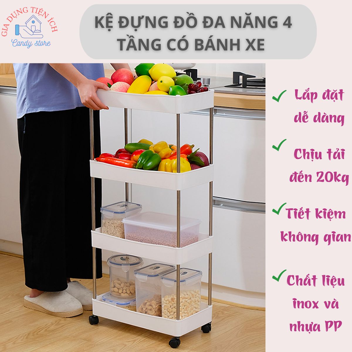 Tủ đựng 4 tầng