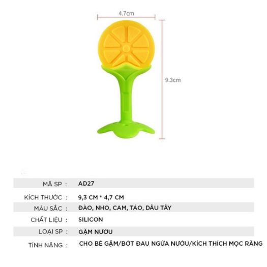 Miếng gặm nướu silicon hình hoa quả