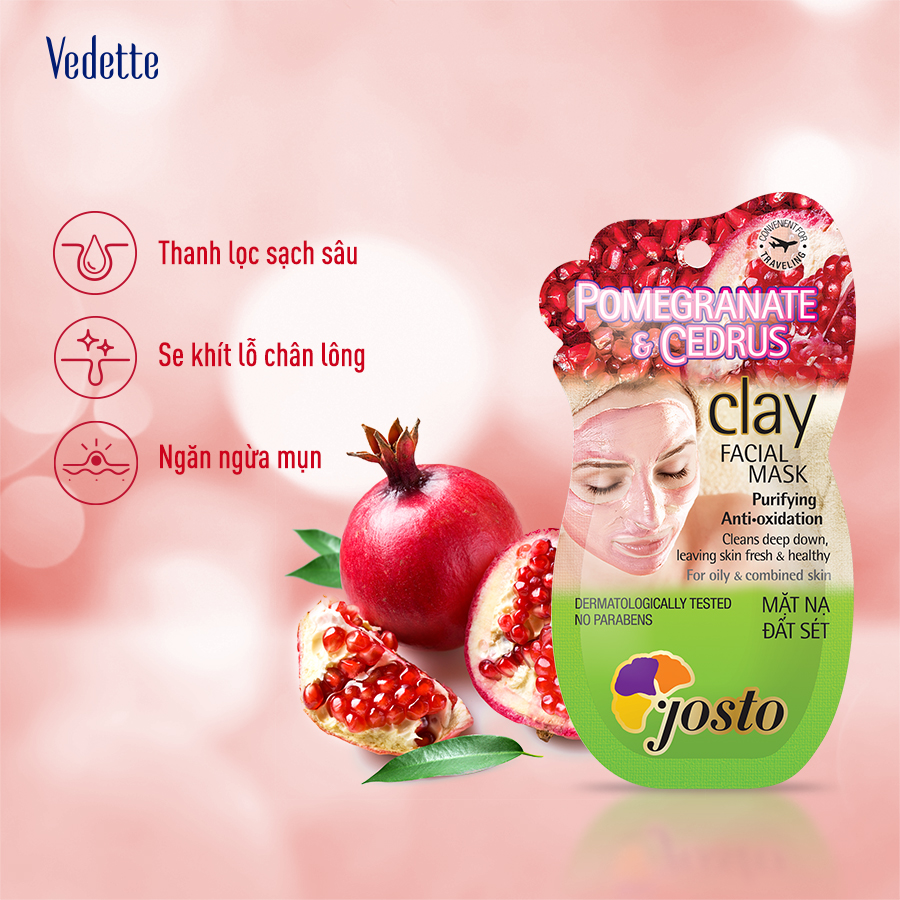 Mặt nạ đất sét Josto Lựu (Pomegrante & Cedrus) 15ml (TPM035)