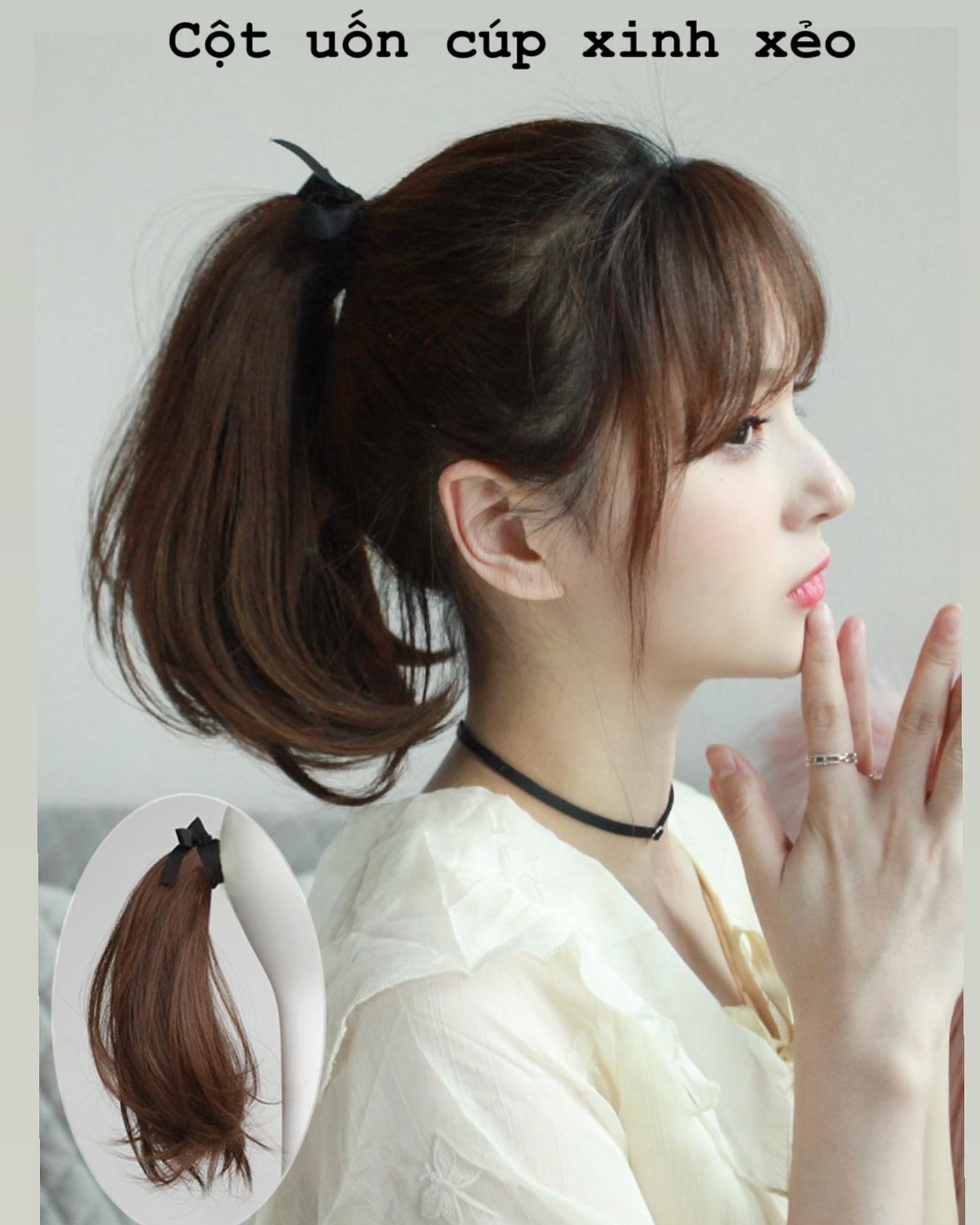 Tóc giả tóc cột duỗi cúp ngắn